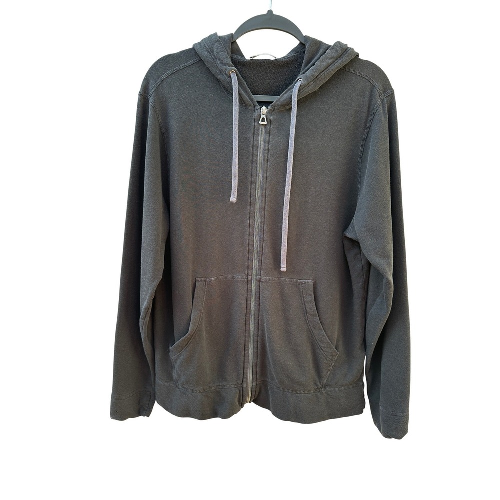 James Perse French Terry Black Supima Cotton Full Zip Hoodie Men 2 /Medium